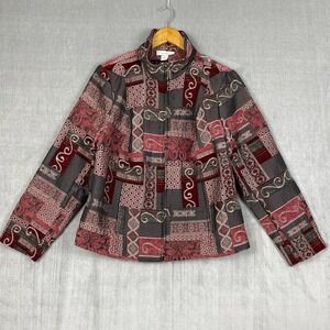 Tapestry‎ Jacket Womens 1X Patchwork Pattern Zip Multicolor Artsy Boho Cottage